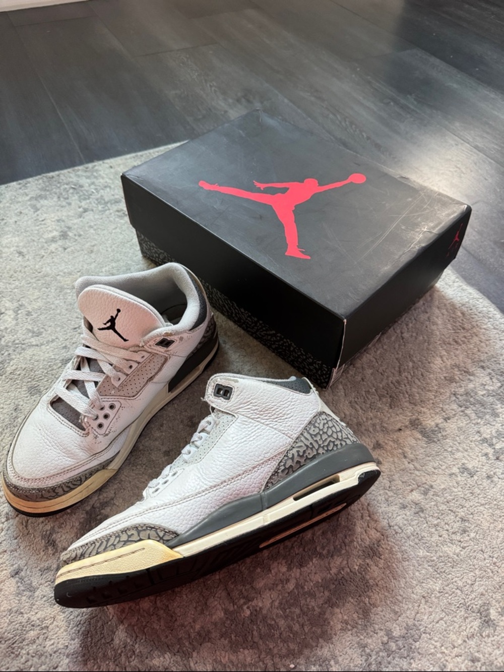 Air Jordan 3 Retro (GS) Kids White and Gray Sneakers